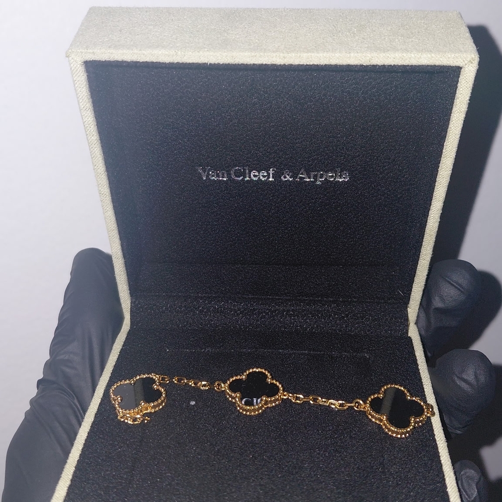 Van Cleef & Arpels Gold and Black Alhambra Bracelet
